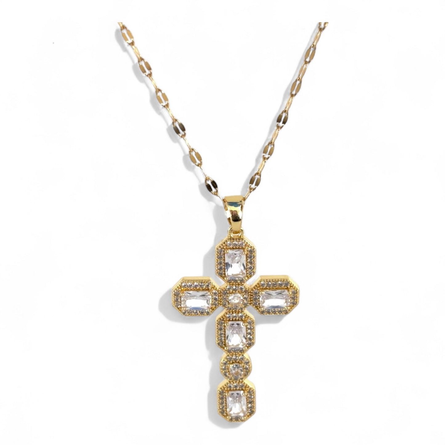 Cross Pendant Necklace โ 18K Gold Plated