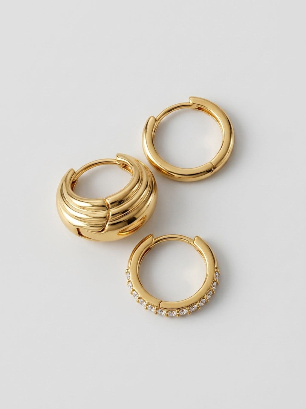 Golden Hoops Set 6pc, Earring Stack