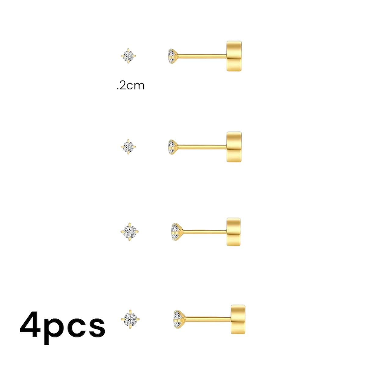 4 pcs Simple Dainty Small flat back Earrings