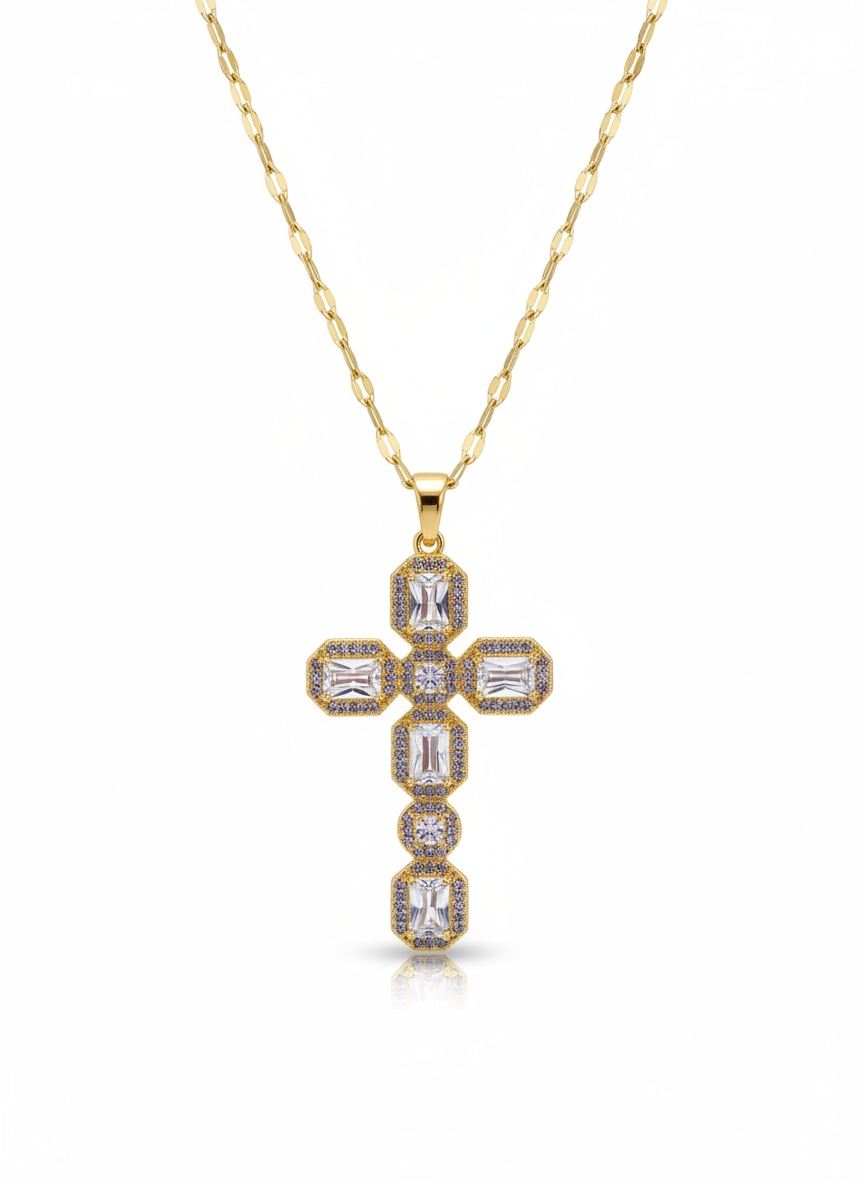 Bella Cross Pendant Necklace Gold Plated