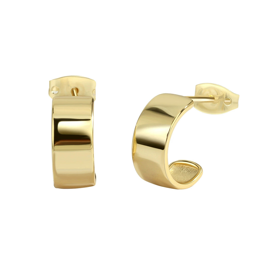 Gold Cuff Stud Earrings, C shaped and mirrored look