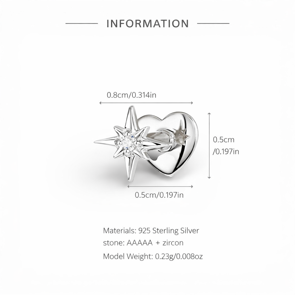 Star Dainty Flat Back Ear Piercing