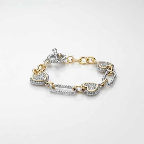 Aurelia Pavé Two-Tone Heart Bracelet