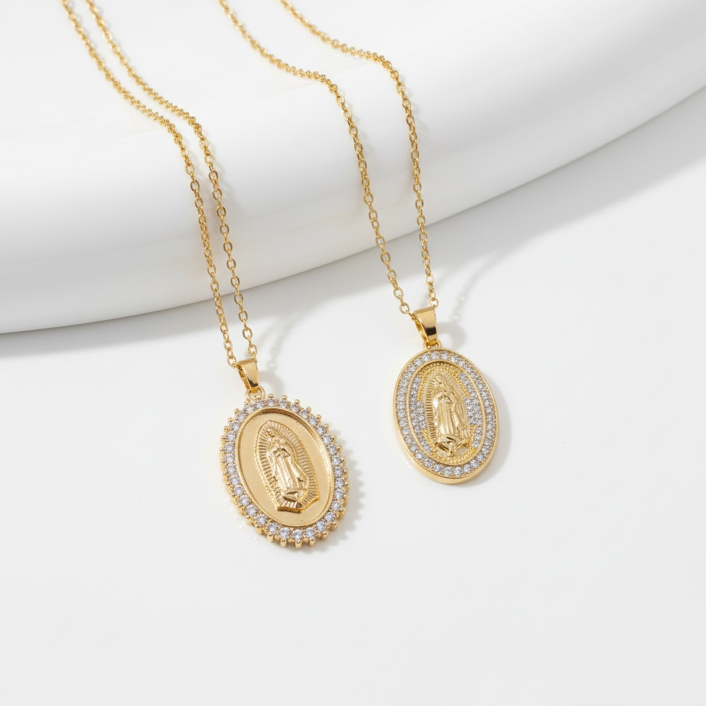 Virgen Mary Medallion  Necklace