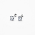 Daily Minimal Essential Sterling Silver Cubic Zirconia Stud Earring Set 2pc Size 2.5mm-5mm
