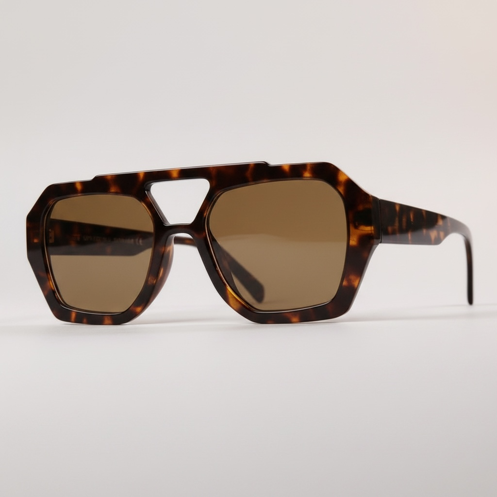 Verona Geometric Sunglasses – Tortoiseshell Frame | UV Protection | Bold Statement