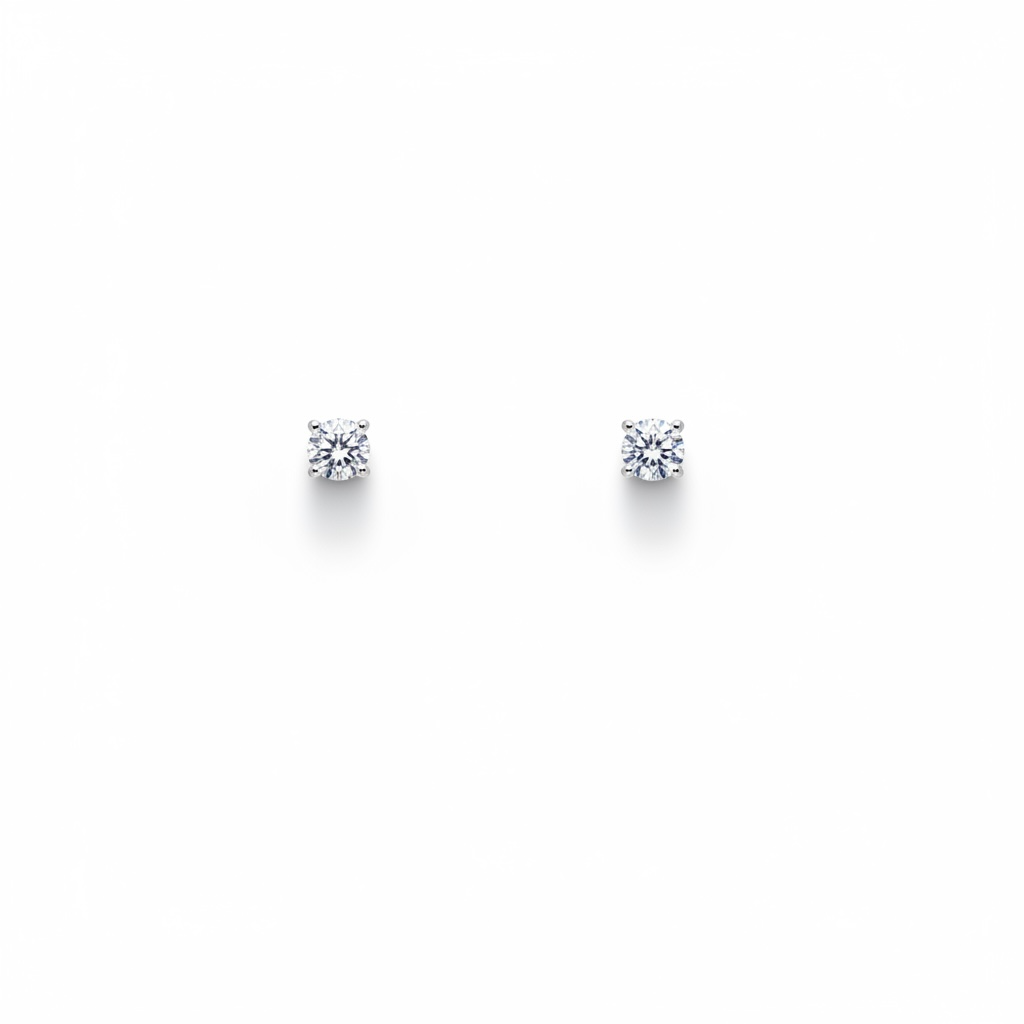 Daily Minimal Essential Sterling Silver CZ Stud Earring Set 2pc