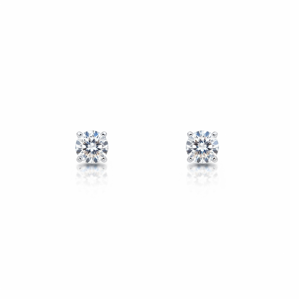 Daily Minimal Essential Sterling Silver CZ Stud Earring Set 2pc