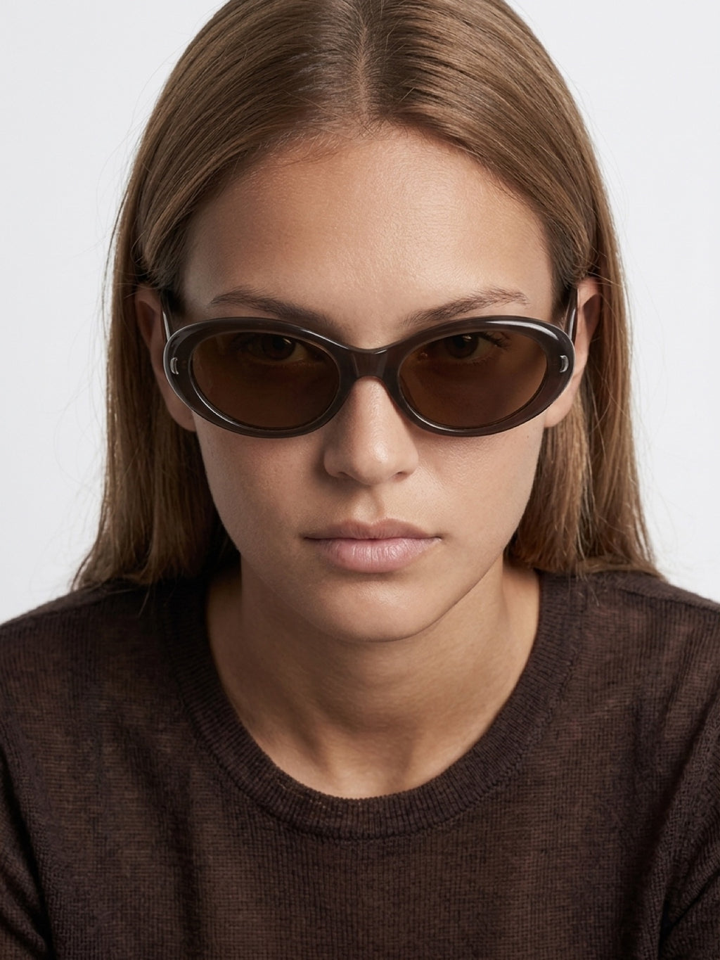 Solenee Fall Brown Aesthetic Oval Sunglasses Polarized TR90 lightweight