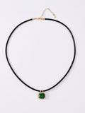 Ema Emerald Black Rope Chain Necklace