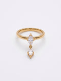 Golden Teardrop Dangle Ring