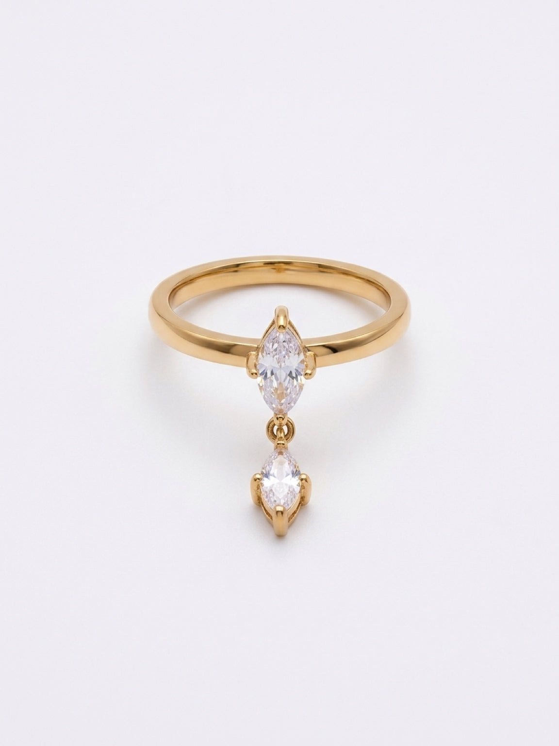 Golden Teardrop Dangle Ring