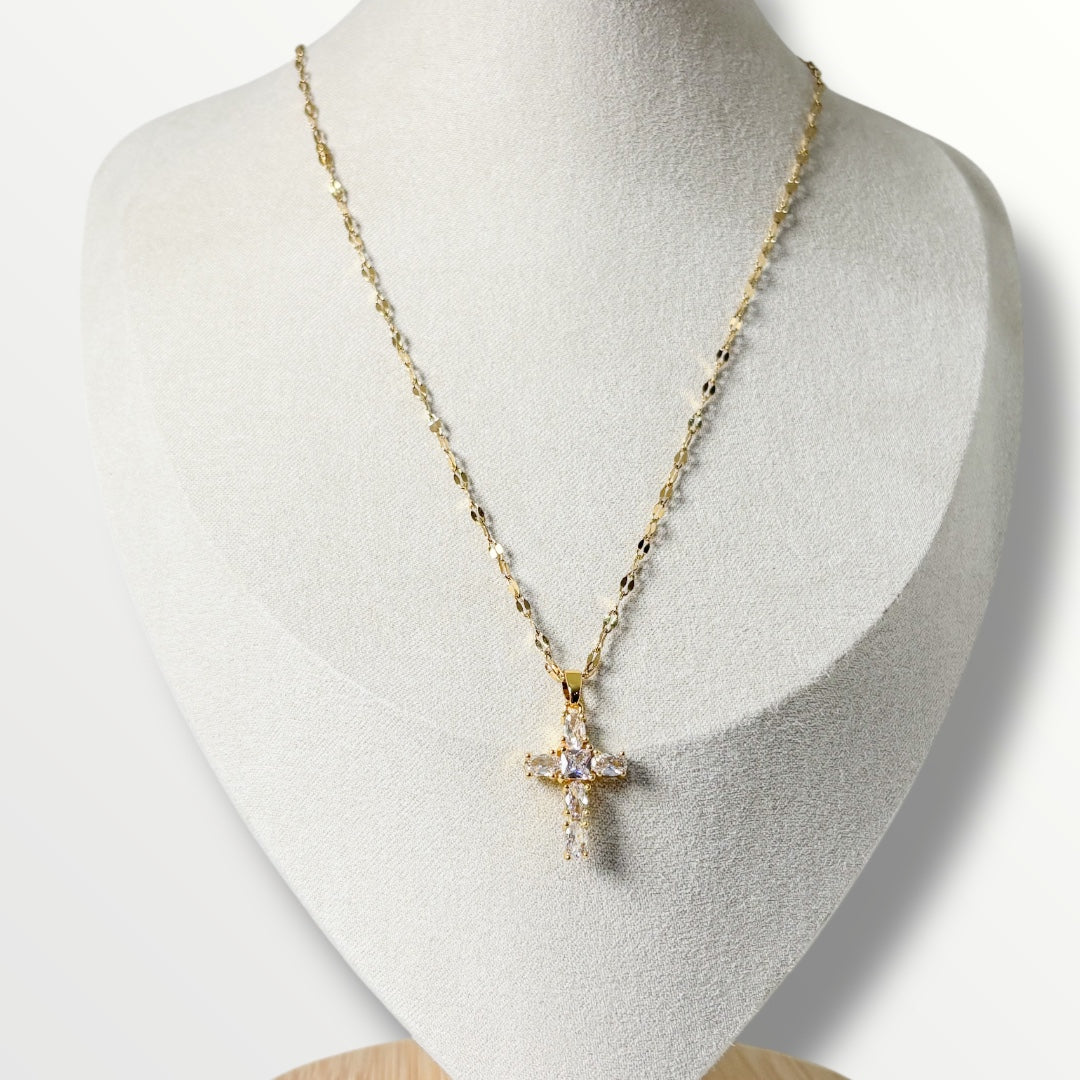 Small Dainty Zircon Cross Necklace