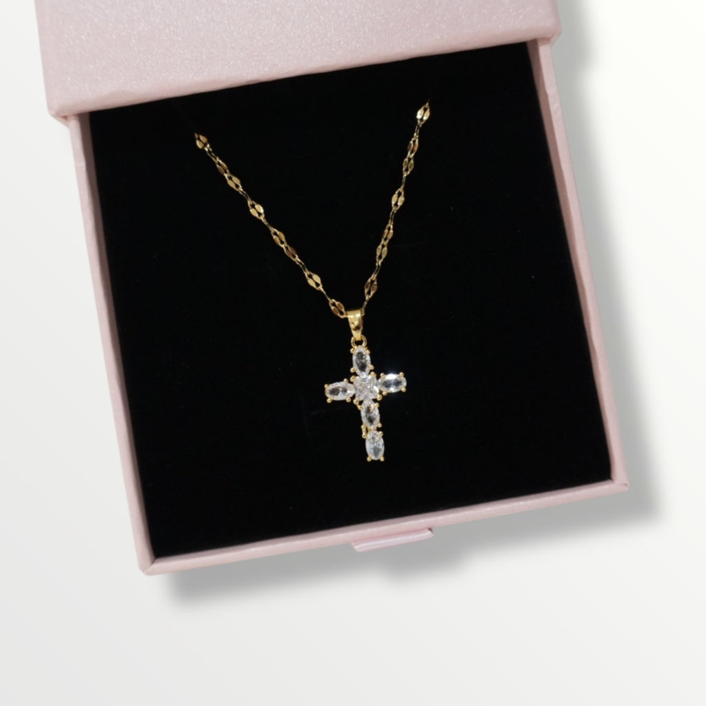 Small Dainty Zircon Cross Necklace
