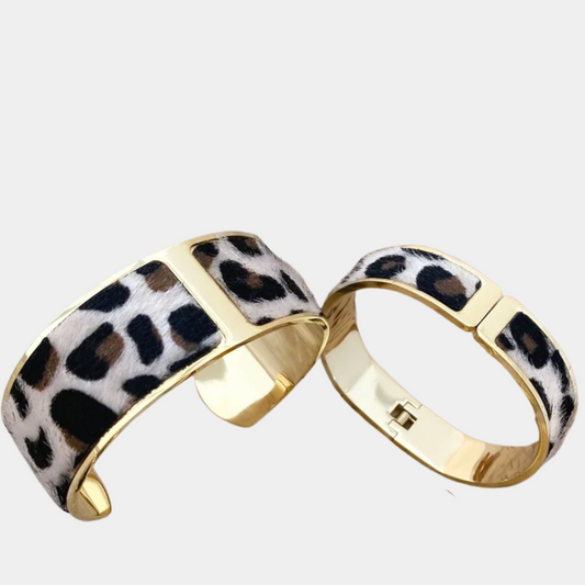 Leopard Print Cuff Bracelet – 14K Gold PVD Coated Stainless Steel