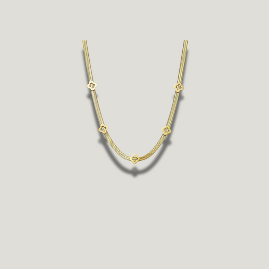 14K Gold PVD Stainless Steel Flower Necklace