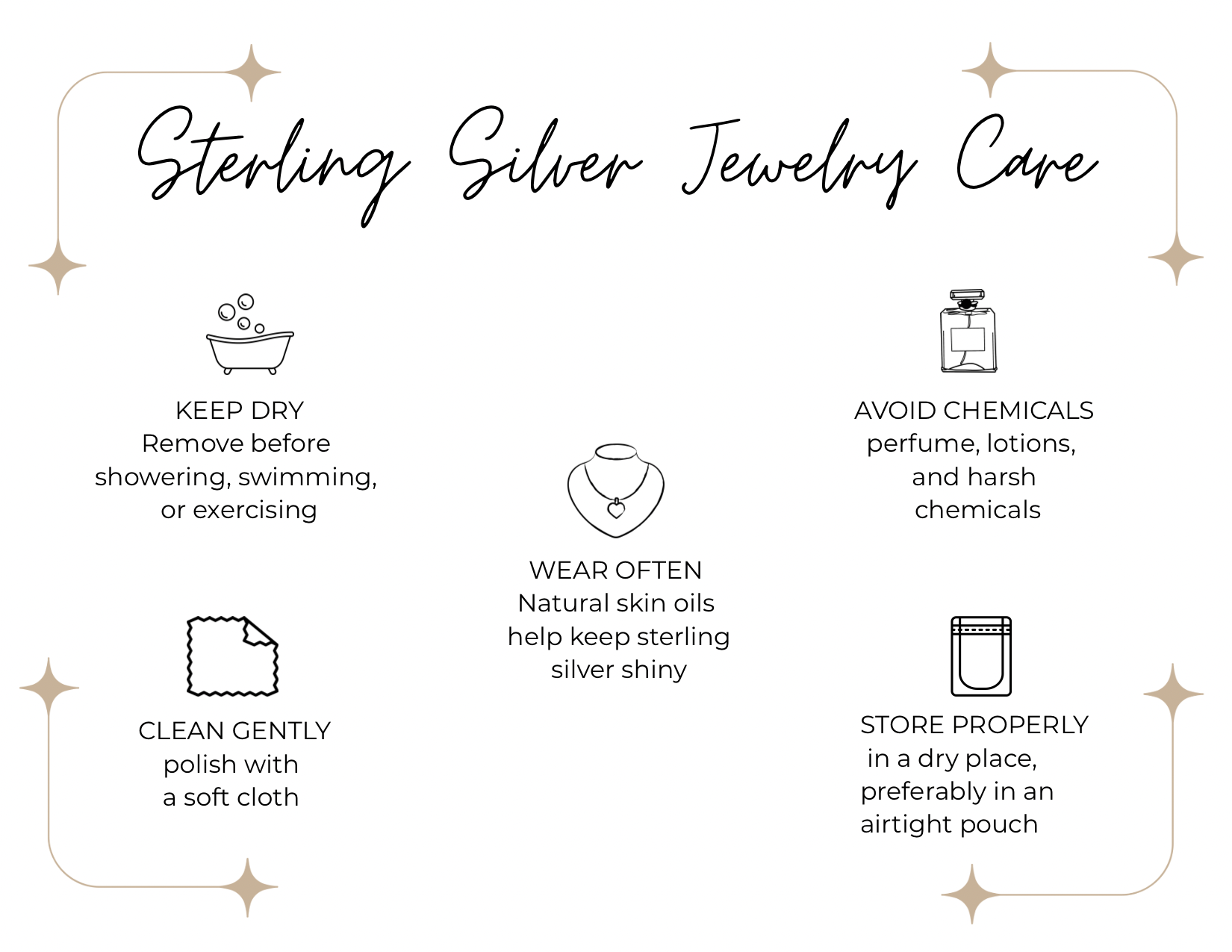 Sterling silver jewelry care